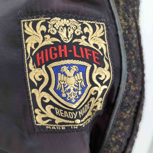 HIGH-KIFE フランス製 ネップ ツイード シングル チェスター コート メンズ