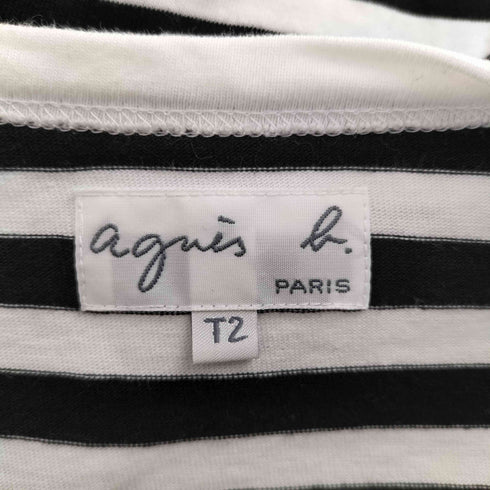 アニエスベー agnes b. PARIS サンライズ期 白タグ ボーダー S/S Tシャツ レディース T2