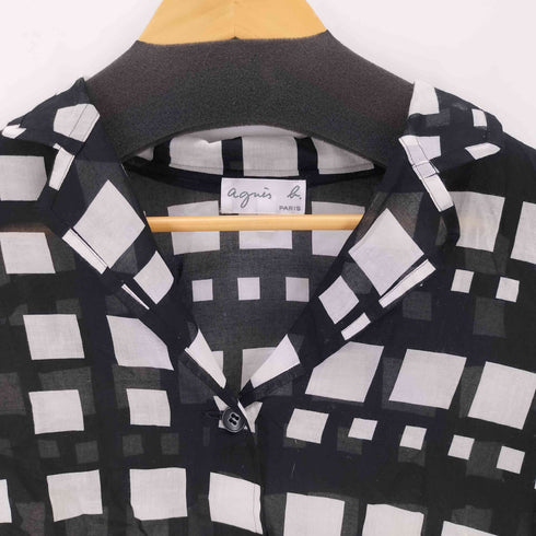 アニエスベー agnes b. PARIS サンライズ期 シースルー チェック柄 S/S シャツ レディース JPN:36