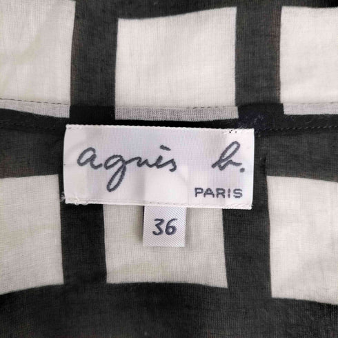 アニエスベー agnes b. PARIS サンライズ期 シースルー チェック柄 S/S シャツ レディース JPN:36