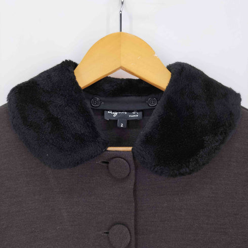 アニエスベー agnes b. PARIS サンライズ期 シルク混 ファーコート レディース JPN:2