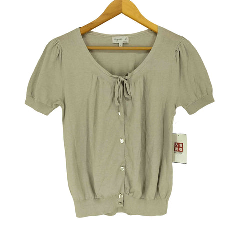 アニエスベー agnes b. PARIS サンライズ期 白タグ シルク混 ハートボタン S/S カーディガン レディース JPN:1