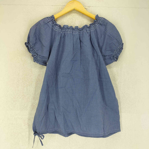 アニエスベー agnes b. PARIS サンライズ期 白タグ フリルデザイン チェック S/S シャツ レディース JPN:2