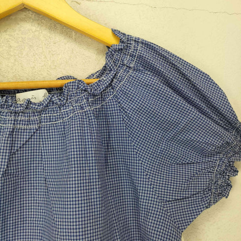 アニエスベー agnes b. PARIS サンライズ期 白タグ フリルデザイン チェック S/S シャツ レディース JPN:2