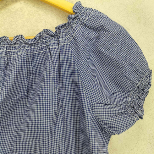 アニエスベー agnes b. PARIS サンライズ期 白タグ フリルデザイン チェック S/S シャツ レディース JPN:2