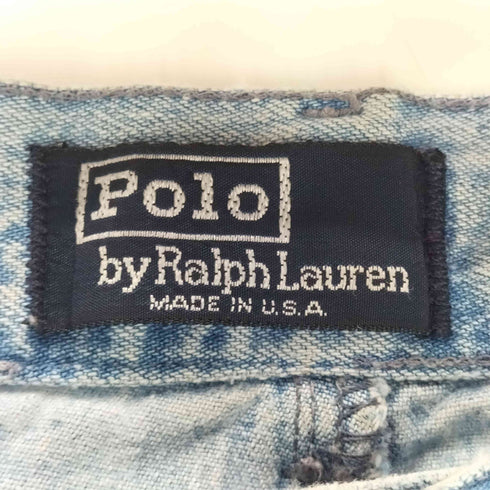 ポロバイラルフローレン Polo by RALPH LAUREN 90S USA製 初期タグ スクエアタグ POLO COUNTRY 2タック シャンブレー デニム ショーツ ハーフ パンツ メンズ 32