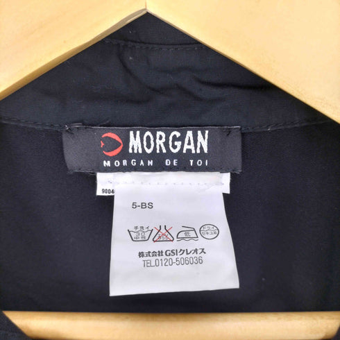 モルガン MORGAN 裾ロゴプレート 開襟 スイッチング ストレッチ ポロシャツ Y2K レディース