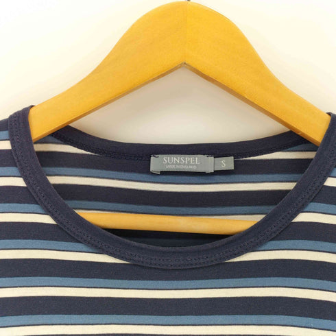 サンスペル Sunspel 英国製 クルーネック S/S ボーダーTシャツ メンズ import:S