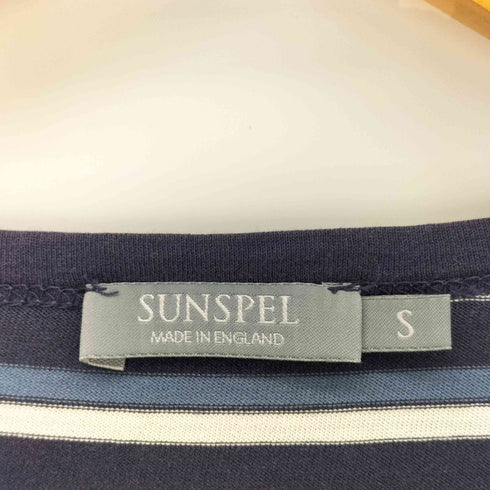 サンスペル Sunspel 英国製 クルーネック S/S ボーダーTシャツ メンズ import:S