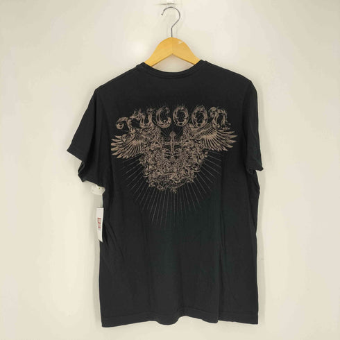 TYCOON USA製 スカル ラメ フェザー 両面プリント Tシャツ メンズ import:M