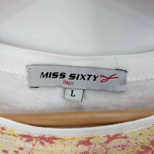ミスシックスティ MISS SIXTY エンブレム ラインストーン 両面プリント Tシャツ Y2K レディース JPN:L