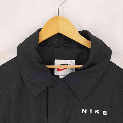 ナイキ NIKE 90S 白タグ ビッグ スウッシュ刺繍 ラインスリーブ 比翼 ナイロン レインコート メンズ import:L