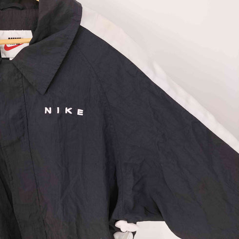 ナイキ NIKE 90S 白タグ ビッグ スウッシュ刺繍 ラインスリーブ 比翼 ナイロン レインコート メンズ import:L