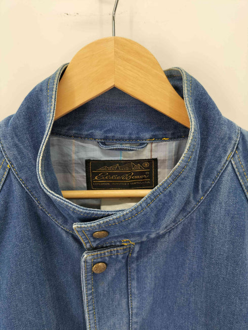 エディーバウアー Eddie Bauer 黒タグ スタンドカラー デニムブルゾン ハリントンジャケット 裏地チェック メンズ
