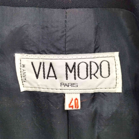 VIA MORO フランス製 金ボタン ダブルブレスト テーラードジャケット 紺ブレ レディース EUR:40