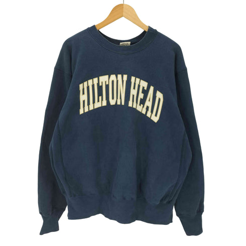 ザコットンエクスチェンジ THE COTTON EXCHANGE 90S USA製 OLD HILTON HEAD アーチ ロゴ カレッジ ヘビー ウェイト スウェット 肉厚 メンズ import:XXL