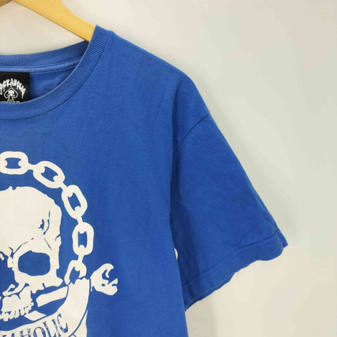 ROCKAHOLIC スカル 髑髏 ドクロ クロスボーン プリント S/S ロック バンド Tシャツ Y2K 25周年 メンズ import:L