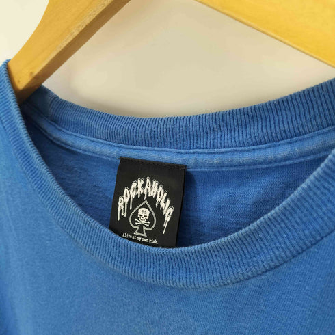 ROCKAHOLIC スカル 髑髏 ドクロ クロスボーン プリント S/S ロック バンド Tシャツ Y2K 25周年 メンズ import:L