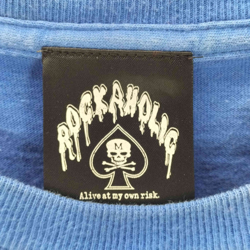 ROCKAHOLIC スカル 髑髏 ドクロ クロスボーン プリント S/S ロック バンド Tシャツ Y2K 25周年 メンズ import:L