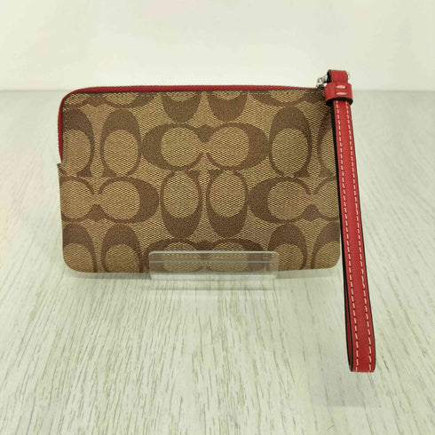 コーチ COACH ジップ リストレット・シグネチャー キャンバス・ワイルド ストロベリー レディース