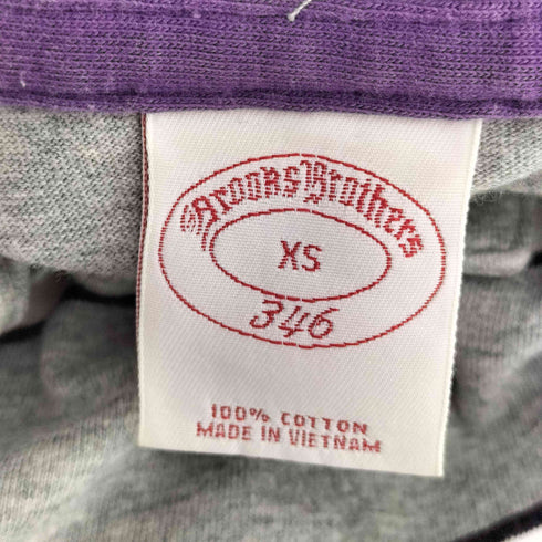 ブルックスブラザーズ 346 BROOKS BROTHERS ロゴ刺繍 ボーダー コットン 長袖 ポロシャツ メンズ import:XS