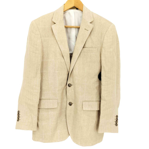 ブルックスブラザーズ BROOKS BROTHERS MILANO FIT チェック ストライプ切替 リネン100 背抜き 2B テーラードジャケット メンズ 37S