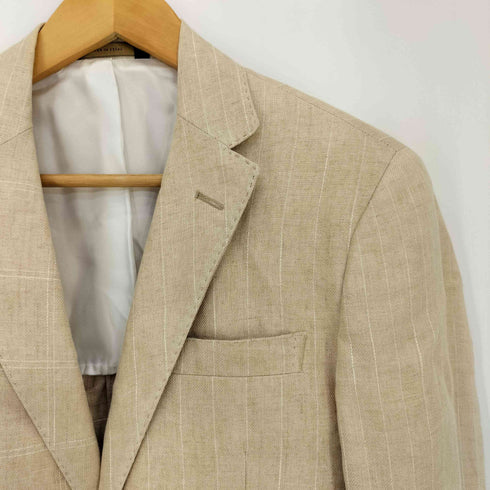 ブルックスブラザーズ BROOKS BROTHERS MILANO FIT チェック ストライプ切替 リネン100 背抜き 2B テーラードジャケット メンズ 37S