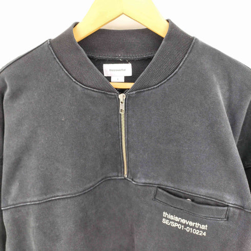 ディスイズネバーザット thisisneverthat 両面ロゴプリント ハーフジップ スウェット メンズ import:L