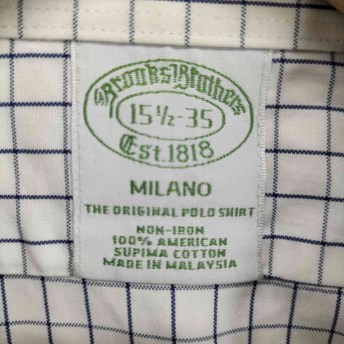 ブルックスブラザーズ BROOKS BROTHERS MILANO 格子チェック ボタンダウンシャツ メンズ 15 1/2