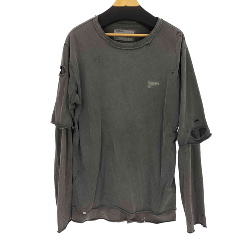 シーツーエイチフォー C2H4 Distressed Double Layer Logo Long Sleeves T-Shir メンズ L