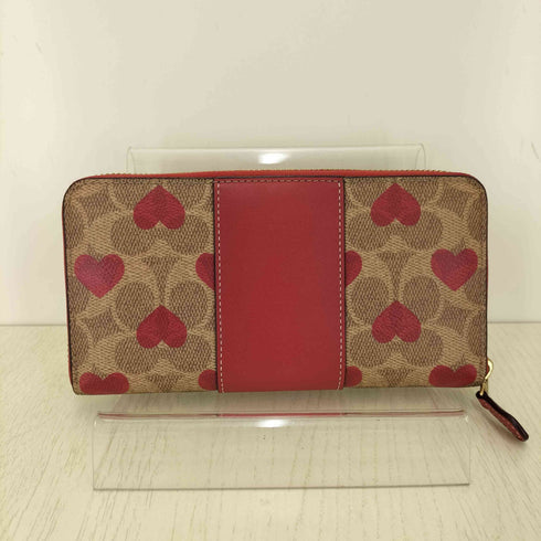 コーチ COACH アコーディオン ジップ ウォレット・カラーブロック シグネチャー キャンバス・ハート プリント レディース