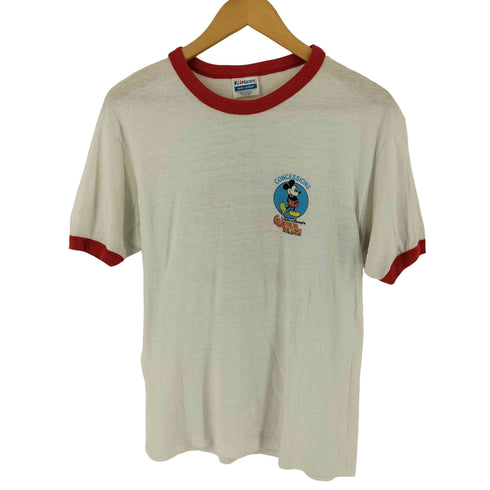 ヘインズ Hanes 80s MADE IN USA キャラクタープリント クルーネックリンガーTシャツ メンズ import:L