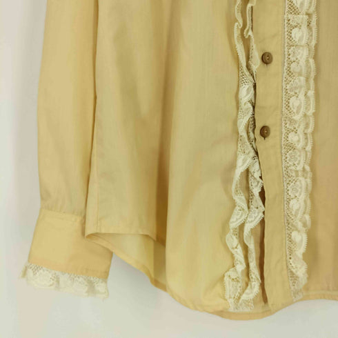 70s デカ襟 フリルレースドッキング L/S シャツ メンズ