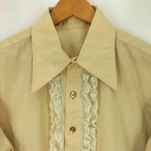 70s デカ襟 フリルレースドッキング L/S シャツ メンズ