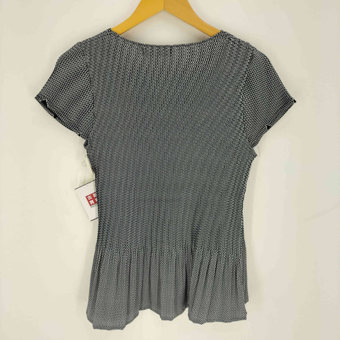LOVE JOLIE ギザギザストライプ プリ―ス S/S Uネック ブラウス レディース