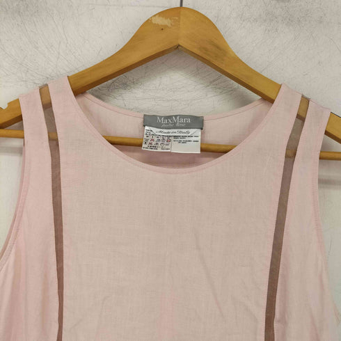 マックスマーラ MAX MARA MADE IN ITALY 銀タグ シースルー切替リネンドレスワンピース レディース JPN:42