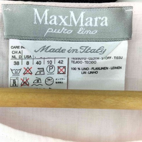 マックスマーラ MAX MARA MADE IN ITALY 銀タグ シースルー切替リネンドレスワンピース レディース JPN:42