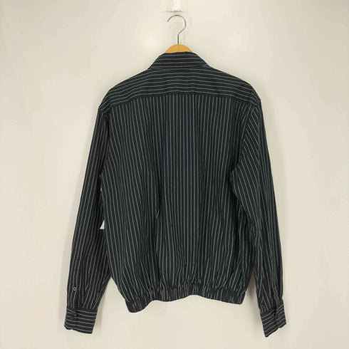 MAINS Black and White Pinstripe Long Sleeve Shirt with Elasticated Hem メンズ import:M