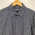 MAINS Black and White Pinstripe Long Sleeve Shirt with Elasticated Hem メンズ import:M