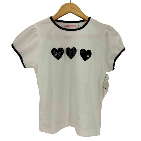 HIGH SCHOOL DISCO 25ss Heart applique dot short sleeve ハートアップリケドットショートスリーブTシャツ レディース import:M