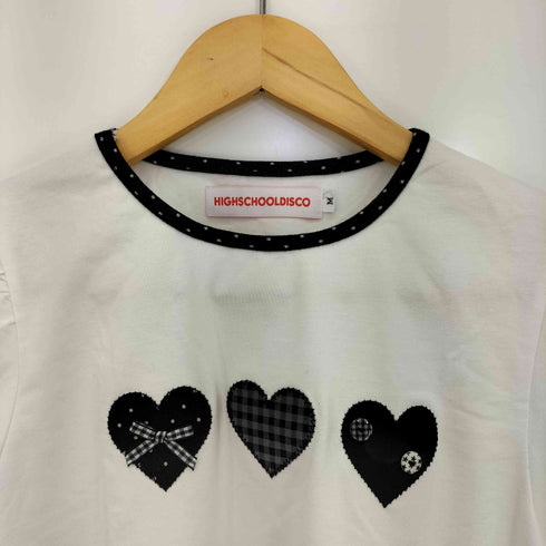 HIGH SCHOOL DISCO 25ss Heart applique dot short sleeve ハートアップリケドットショートスリーブTシャツ レディース import:M