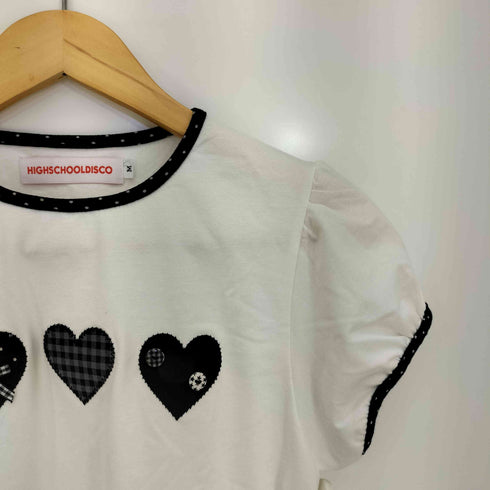 HIGH SCHOOL DISCO 25ss Heart applique dot short sleeve ハートアップリケドットショートスリーブTシャツ レディース import:M