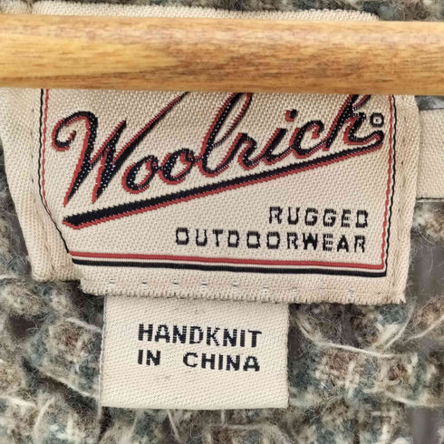 ウールリッチ WOOLRICH 90S OATMEAL HANDKNIT かぎ針編み ハイゲージ 木製ボタン ウール ニットベスト レディース import:M