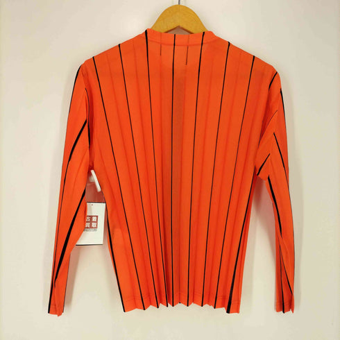 イッセイミヤケ ISSEY MIYAKE 90s 99AW ノーカラー ストライプ ジップアップ プリーツ ジャケット レディース JPN:M