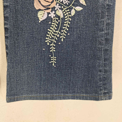 T.S.J JEANS Y2K 花柄 ラインストーン フレアデニムパンツ レディース 28