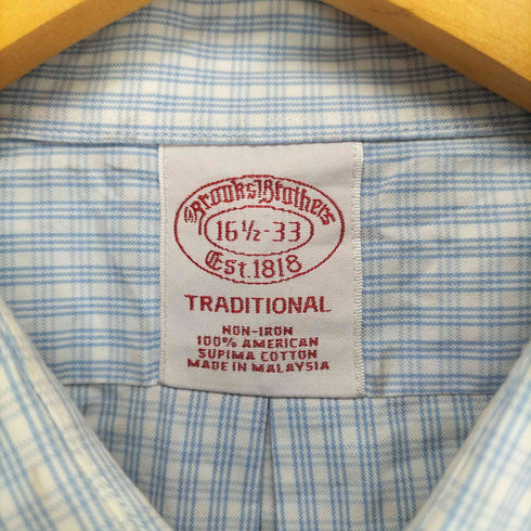 ブルックスブラザーズ BROOKS BROTHERS TRADITIONAL チェック レギュラーカラーシャツ メンズ 16 1/2