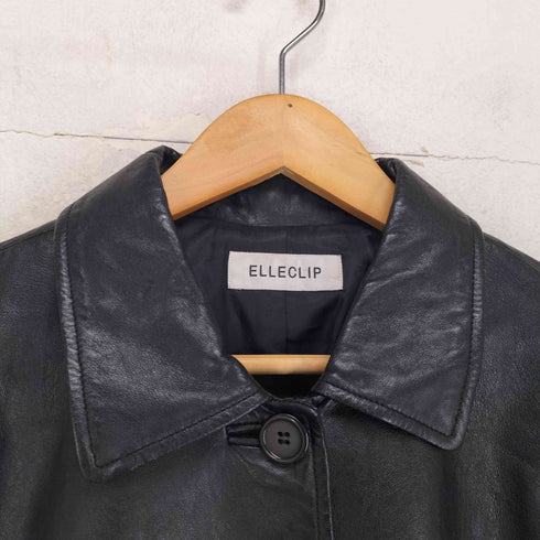 ELLECLIP lamb leather レザーステンカラーコート レディース JPN:15号