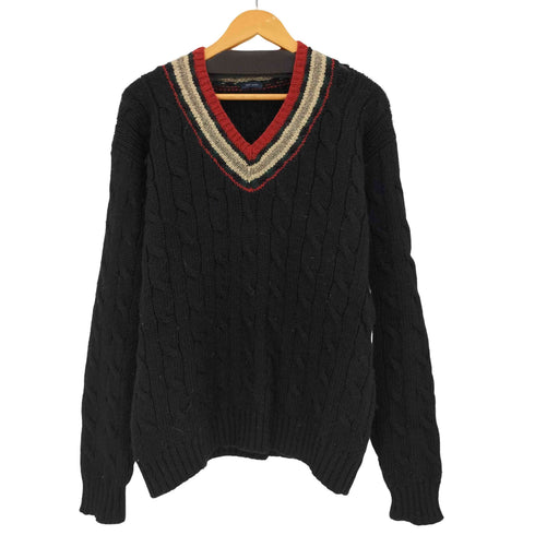 ポロバイラルフローレン Polo by RALPH LAUREN 90-00s Vネック ケーブル ウール チルデンニット メンズ import:M