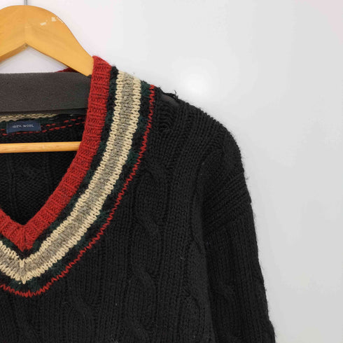 ポロバイラルフローレン Polo by RALPH LAUREN 90-00s Vネック ケーブル ウール チルデンニット メンズ import:M