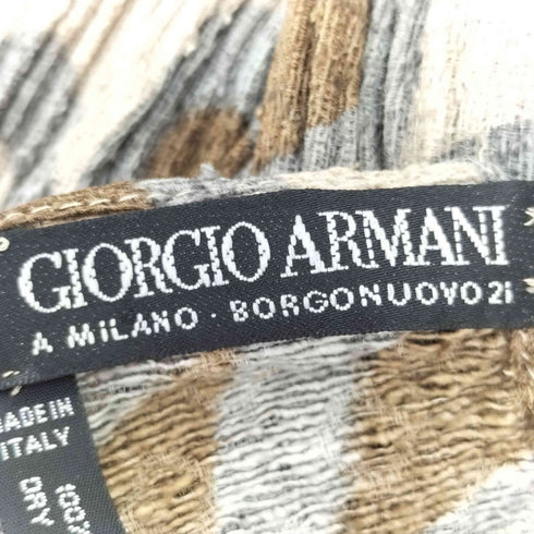 ジョルジオアルマーニ Giorgio Armani 黒タグ フリンジ シルク100% 総柄ストール メンズ